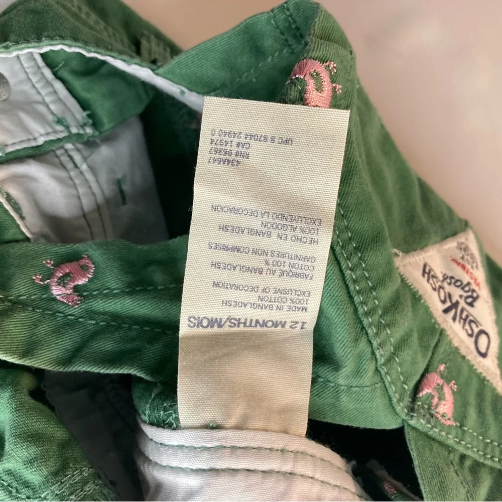 Oshkosh Girls Green Birds Overalls Size 12Mths Cotton